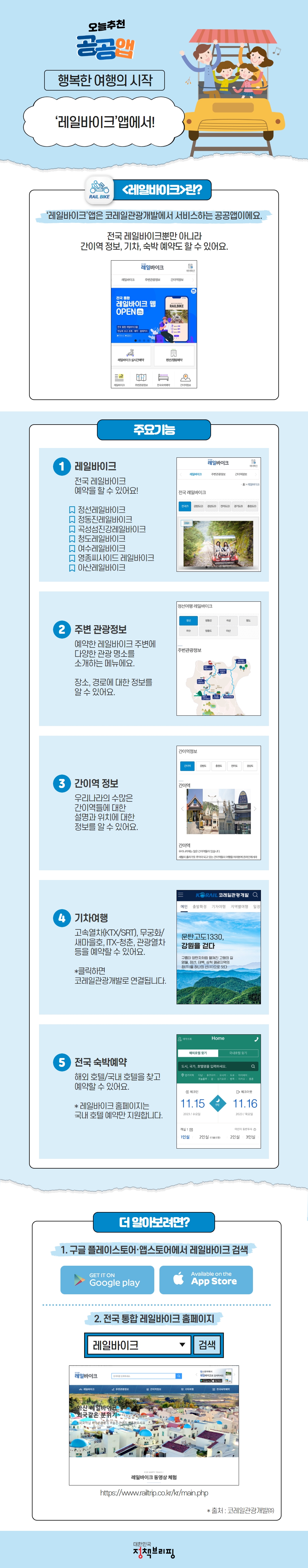 행복한 여행의 시작 ‘레일바이크’앱에서! 하단내용 참조