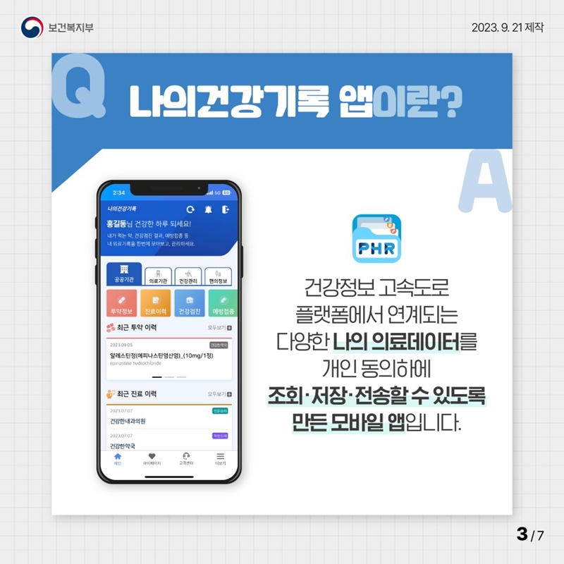 나의 건강기록 앱이란? (출처: 보건복지부)