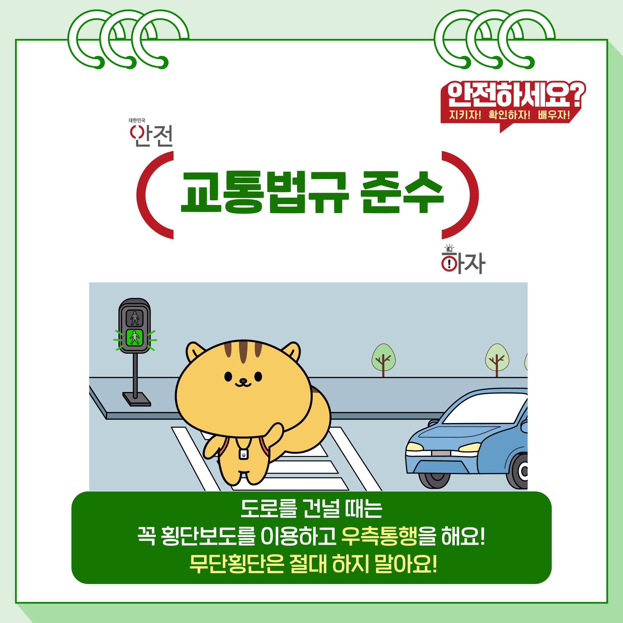 다행이와 함께 보행자가 지켜야 할 안전수칙 확인해요!