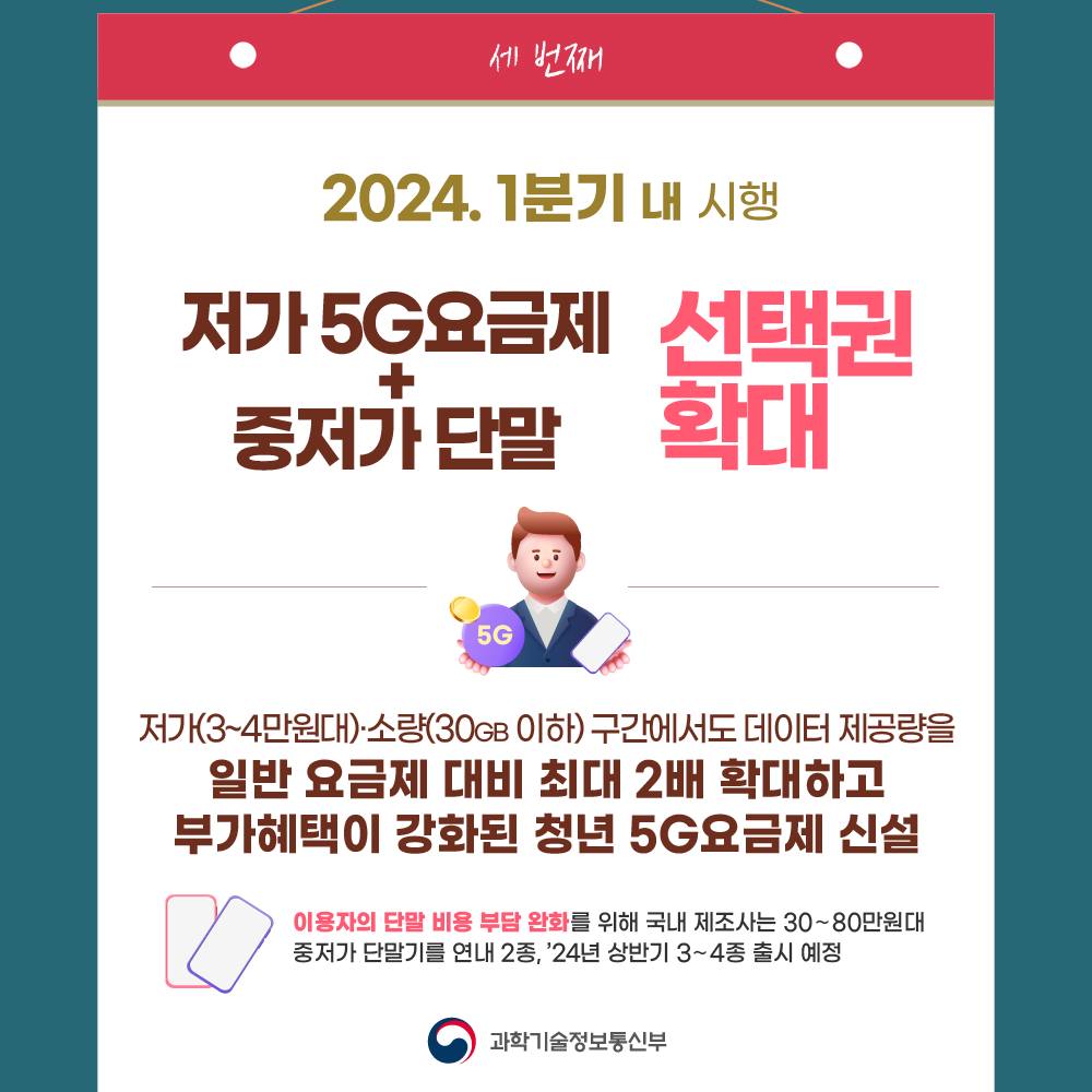 통신요금 부담을 덜어드리기 위한 5가지 대책 시행