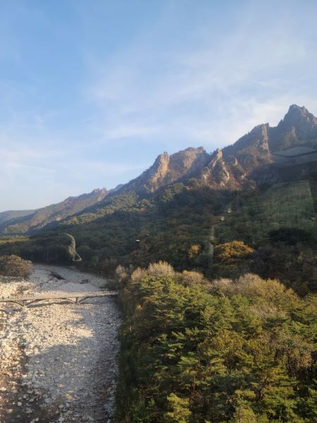 설악산 케이블카를 타고 올라가는 순간. 설악의 전경을 한 눈에 담을 수 있었다.