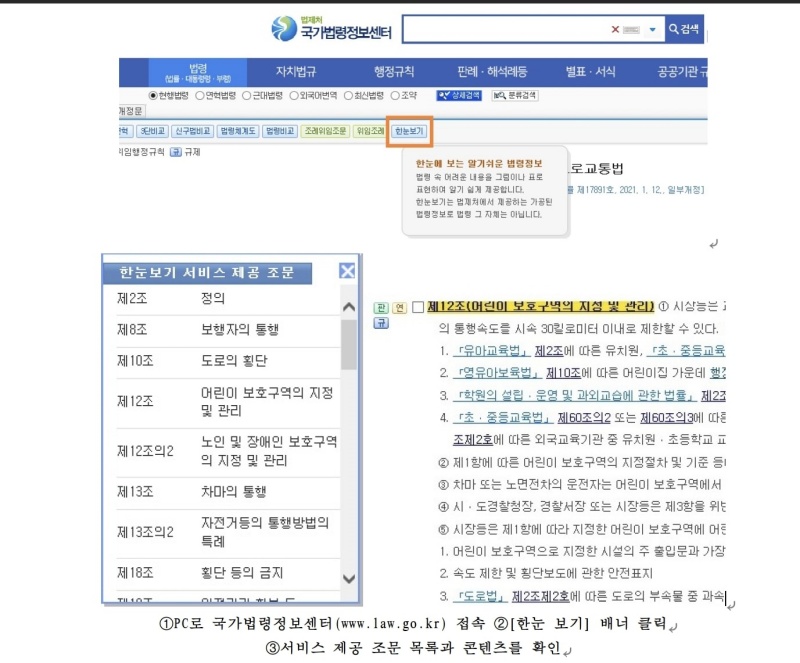 ‘한눈에 보는 법령정보’ 서비스.(이하 사진=국가법령정보센터)