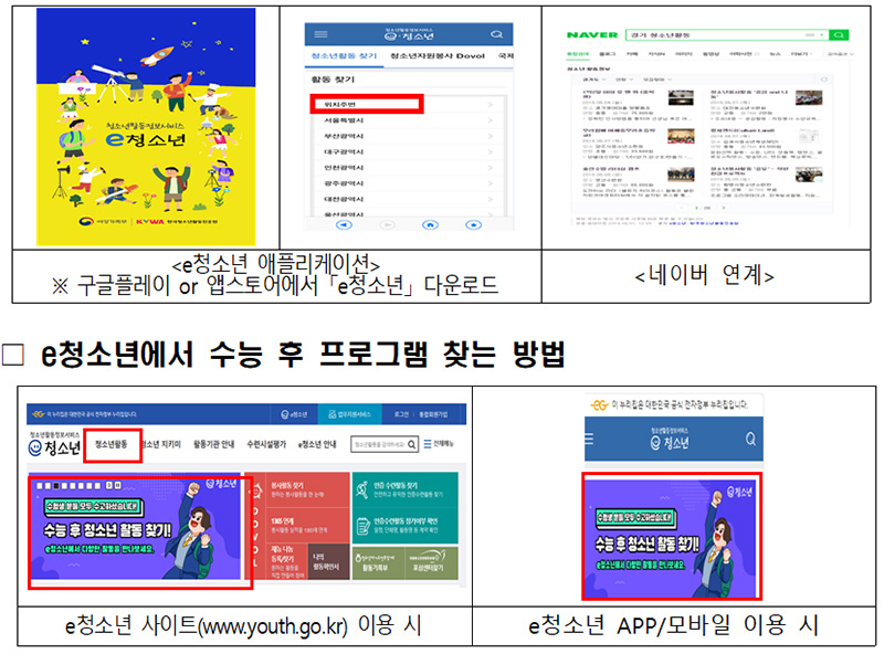 청소년활동정보서비스 e청소년 이용 안내. (자료=여성가족부)
