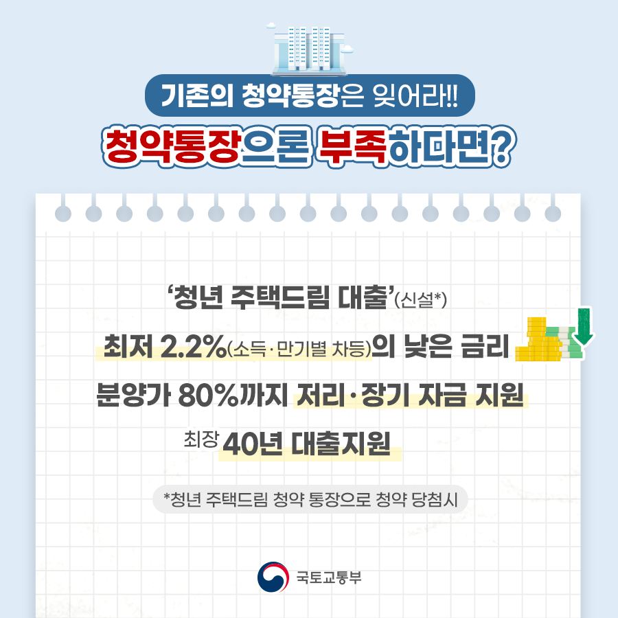 내 집 마련의 꿈에 한걸음 더 가까이! 청년 주택드림 청약통장