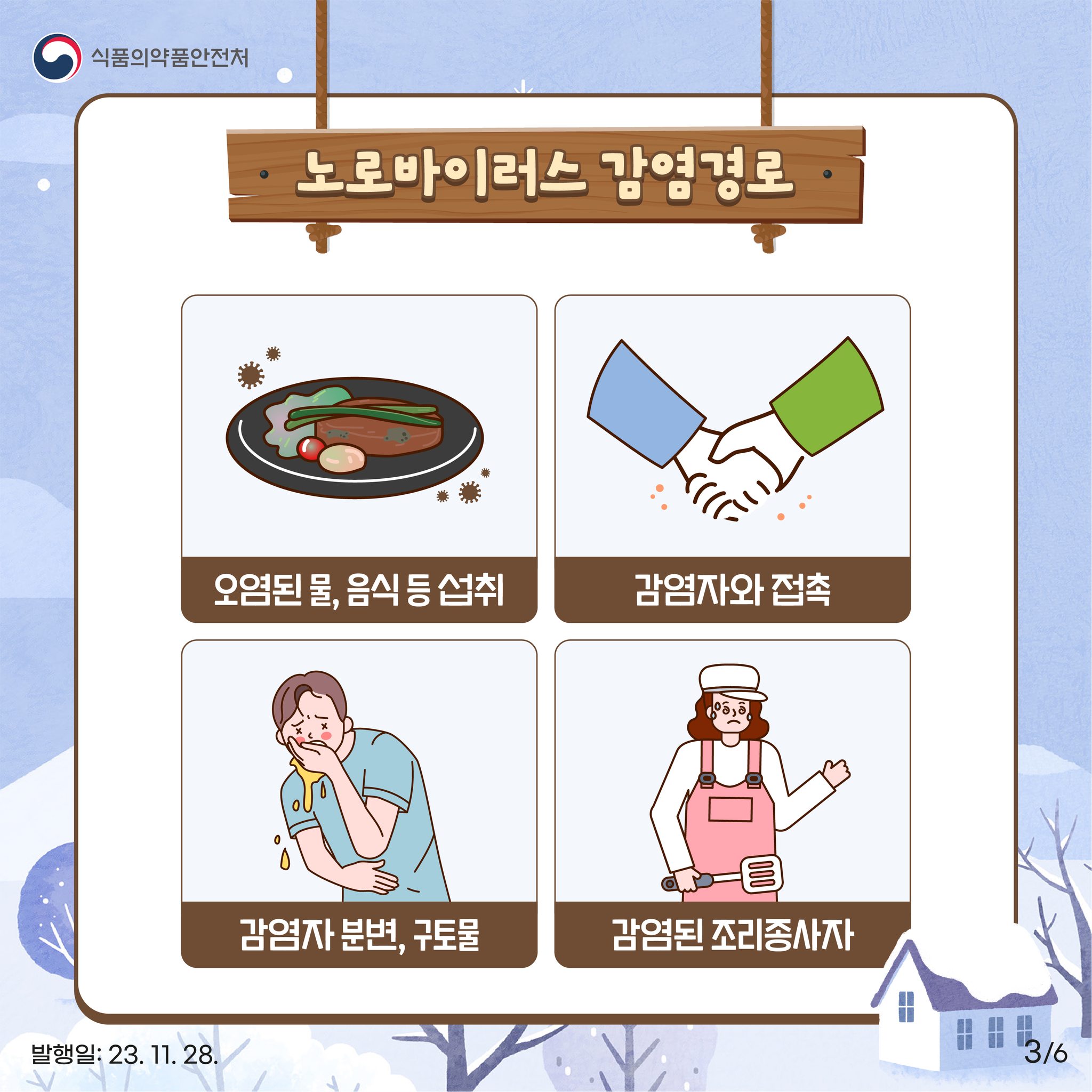 겨울철에 많이 발생하는 노로바이러스 식중독 예방 요령