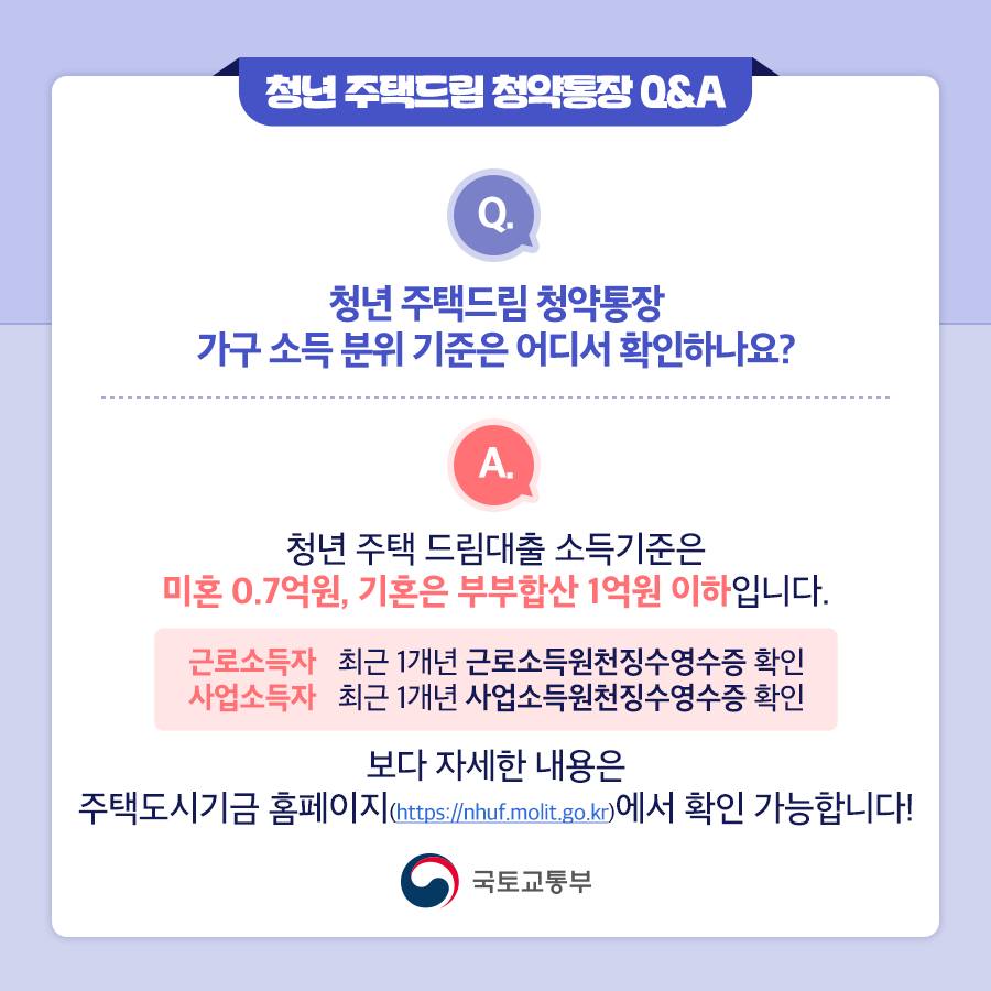 청년 주택드림 청약통장 Q&A