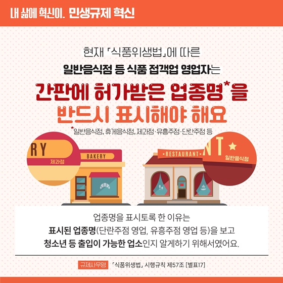 [민생규제 혁신] 간판 업종명 표시 의무가 전면 폐지되었어요