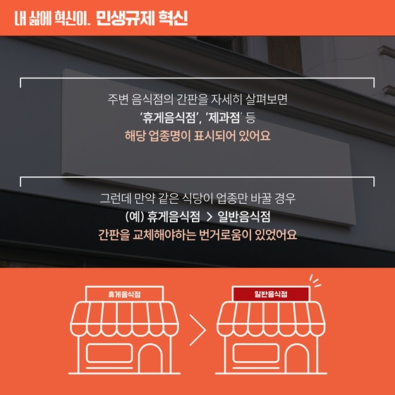 [민생규제 혁신] 간판 업종명 표시 의무가 전면 폐지되었어요