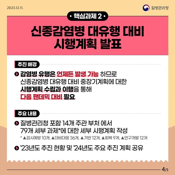 신종감염병 대유행 대비 시행계획 - 감염병 유행으로부터 국민 건강 안전하게