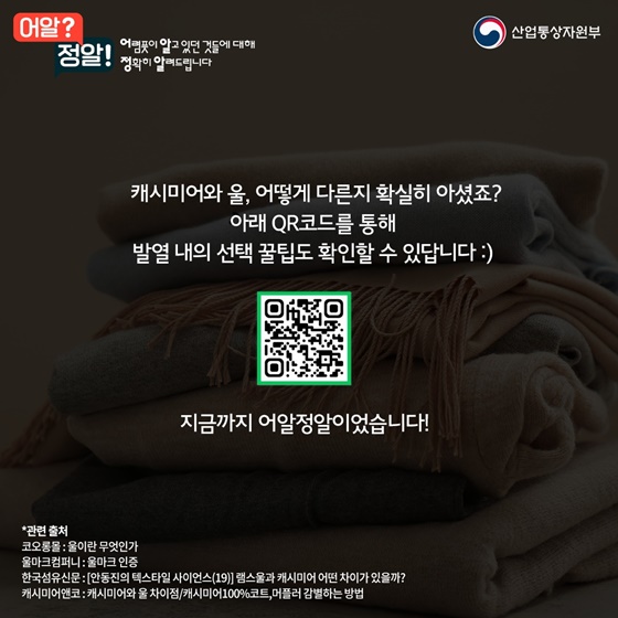 캐시미어vs울, 겨울옷 사기 전 알고 가세요~
