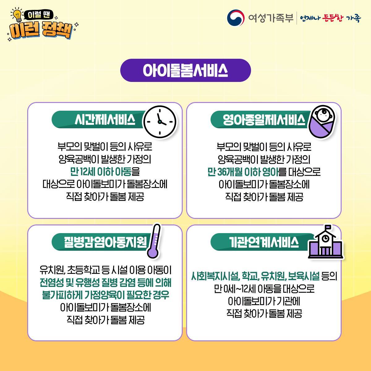 부모의 맞벌이 등의 사유로 아동에게 양육 공백이 생겼을 땐?