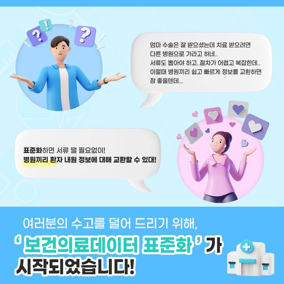 보건의료 더 나은 미래 보건의료데이터 표준화가 시작됩니다