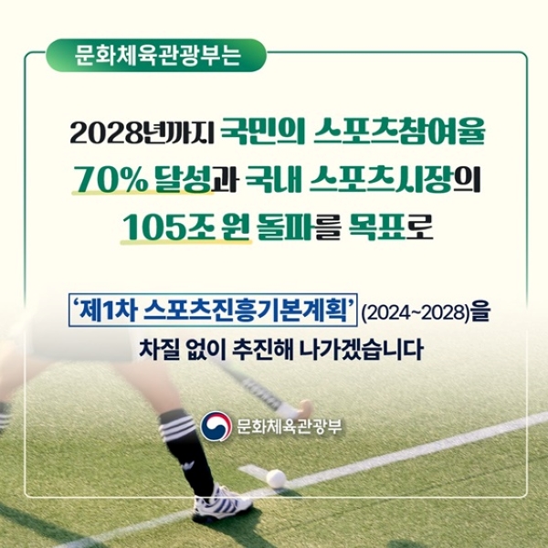 2028년까지 국민 스포츠 참여율 70% 달성 등을 목표로 하는 '제1차 스포츠진흥기본계획'이 발표됐다.(출처=정책브리핑)