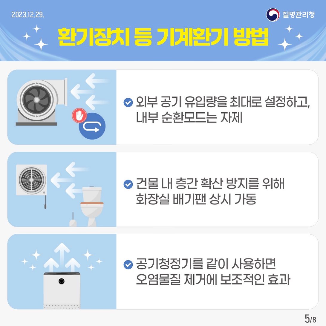 겨울철 호흡기 감염병 유행 대비, 올바른 환기수칙 안내