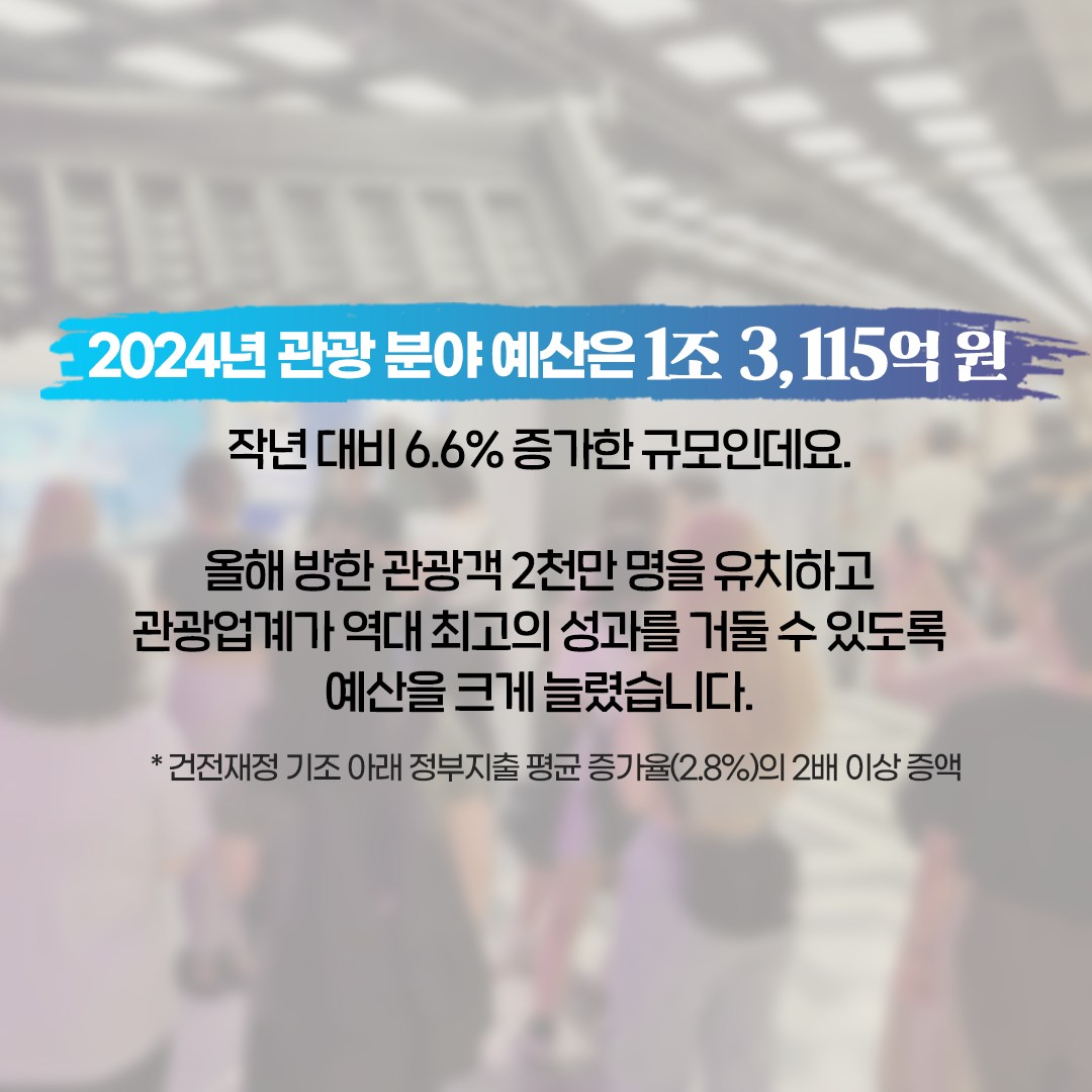 “2024년 관광 분야 예산, 이렇게 쓰입니다.”