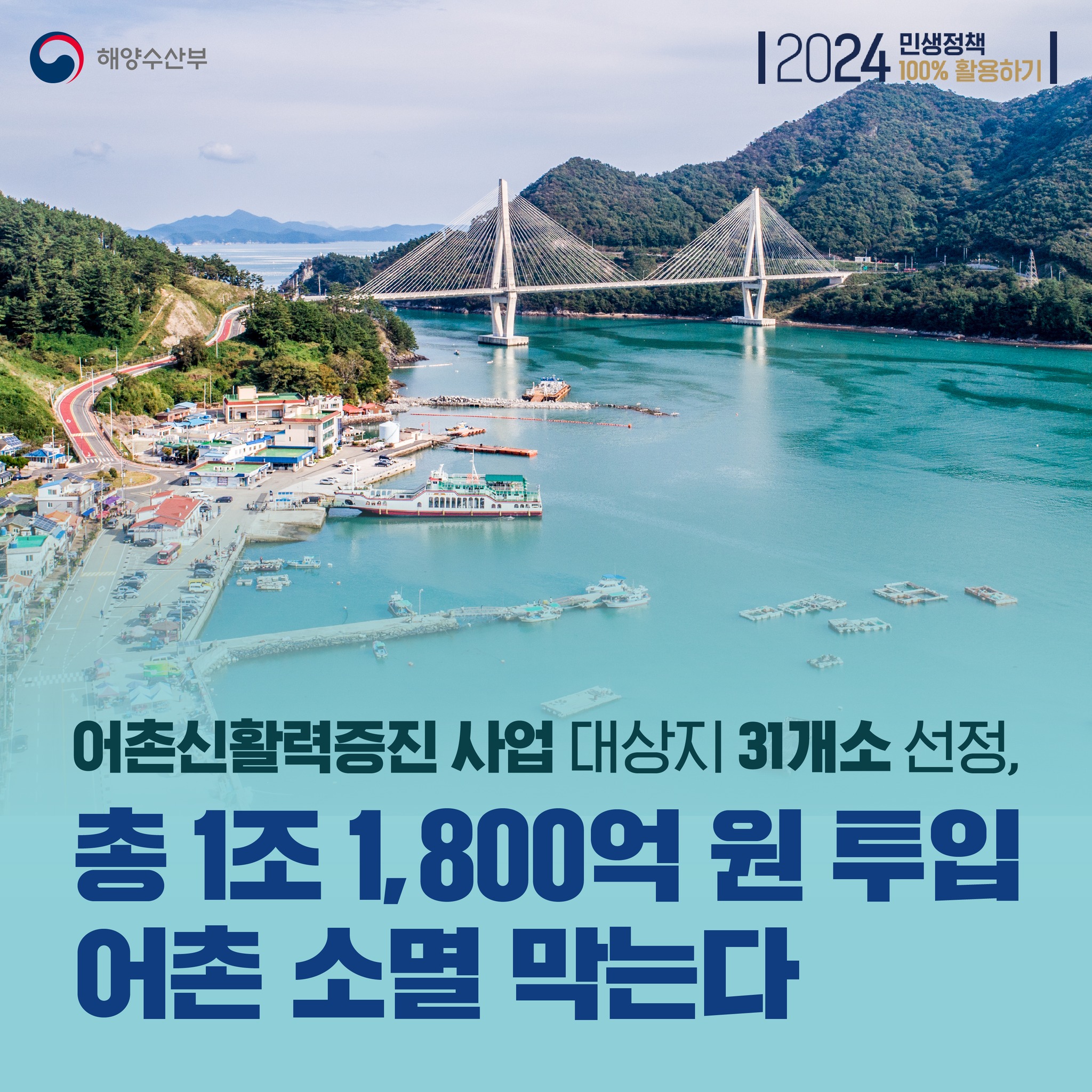 총 1조 1,800억 원 투입 어촌 소멸 막는다