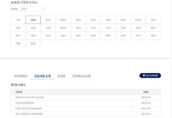 기금사업소개를 통해 내가 기부한 내역이 지자체 어떤 사업에 사용되고 있는지 확인할 수 있었습니다.