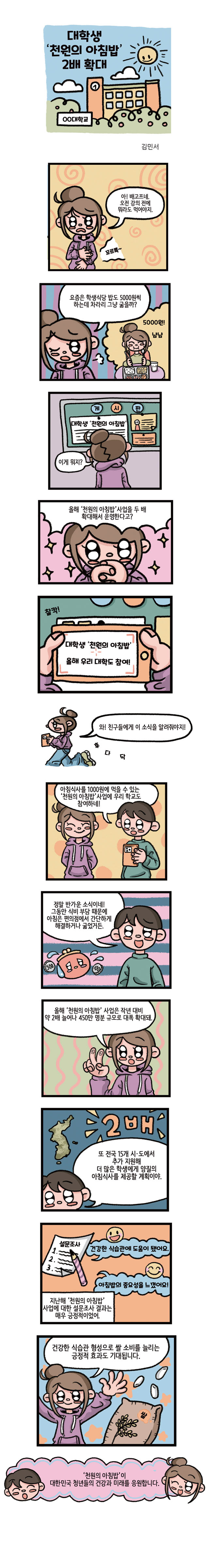 대학생 ‘천원의 아침밥’ 2배 확대