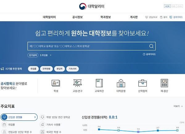 대학알리미 홈페이지(캡쳐).