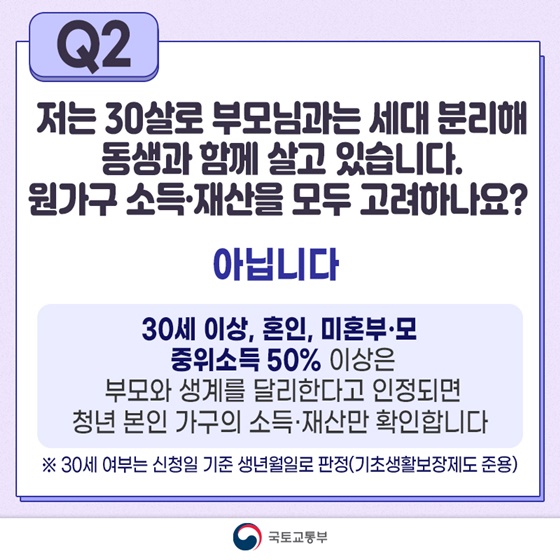 청년월세 특별지원 2차 지원사업 Q&A