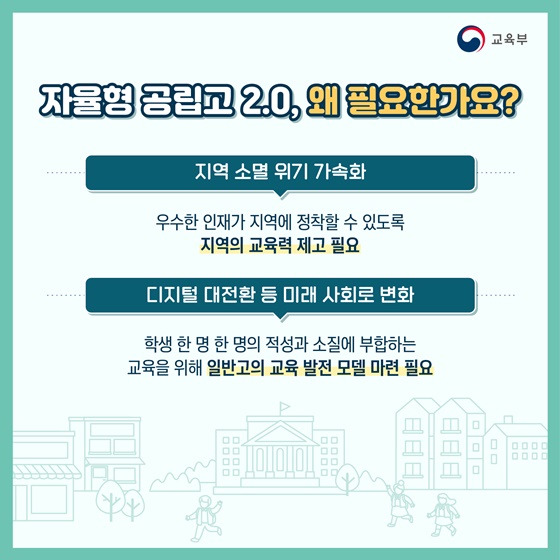 자율형 공립고 2.0으로 지역의 교육 여건을 개선해요