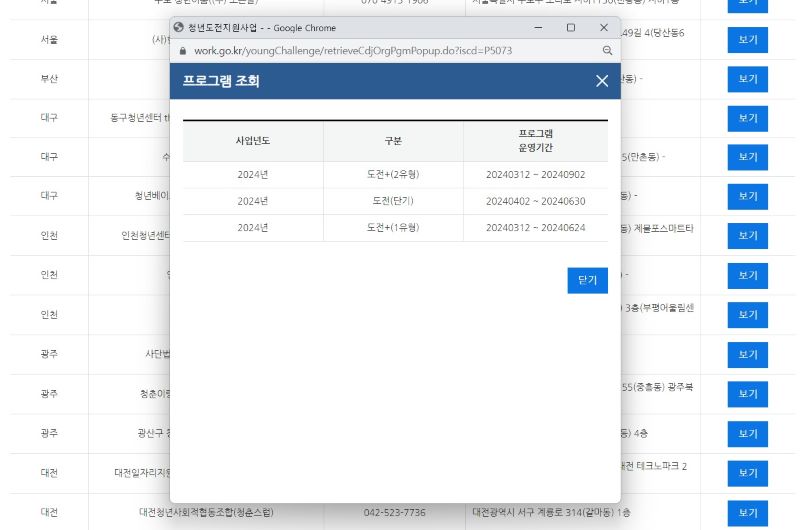 현재 홈페이지를 통해 지역별 사업참여기관과 사업운영일정을 확인할 수 있도록 홈페이지를 운영중이다.