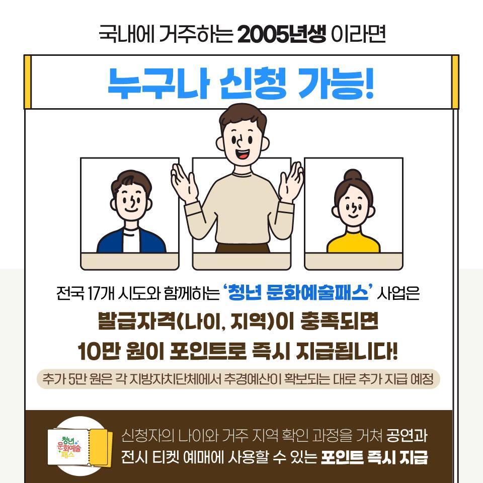 2005년생 주목! 청년 문화예술패스 받으세요~ 하단내용 참조