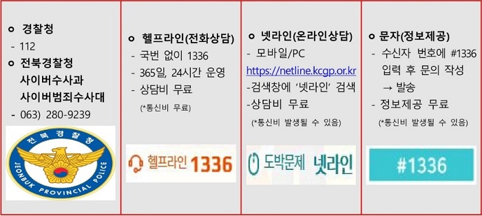 청소년 도박 관련 전문기관 상담문의(가정통신문 켭쳐).
