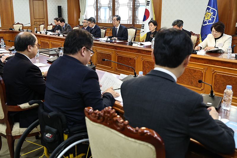 한덕수 국무총리가 28일 서울 종로구 정부서울청사에서 열린 장애인정책조정위원회에 참석해 모두발언을 하고 있다. (ⓒ뉴스1, 무단 전재-재배포 금지)