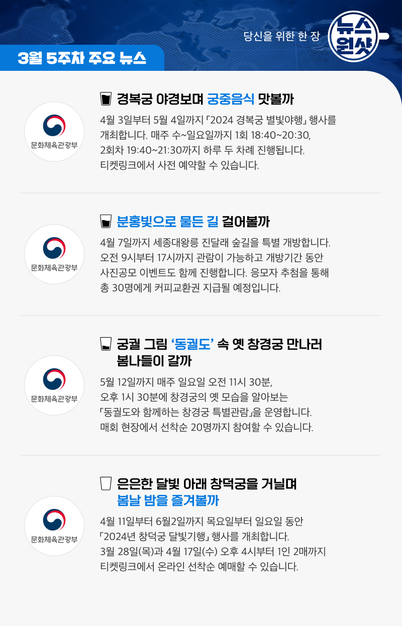 [뉴스원샷] 문화재 곁에서 봄을 만끽할 수 있는 기회 4가지