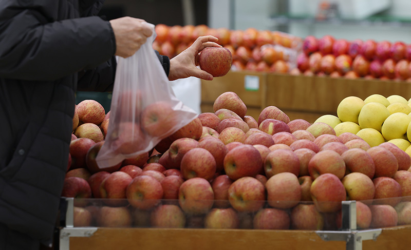 서울 시내 대형마트에서 시민이 사과를 구매하고 있다. (ⓒ뉴스1, 무단 전재-재배포 금지)