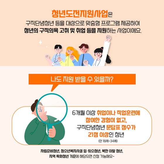 청년도전지원사업으로 자신감 회복하고 취업 인센티브도 받자!