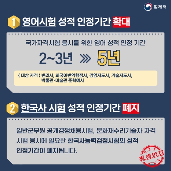 변리사 등 국가시험 준비생 주목! 영어 성적 인정기간이 확대되었다고?