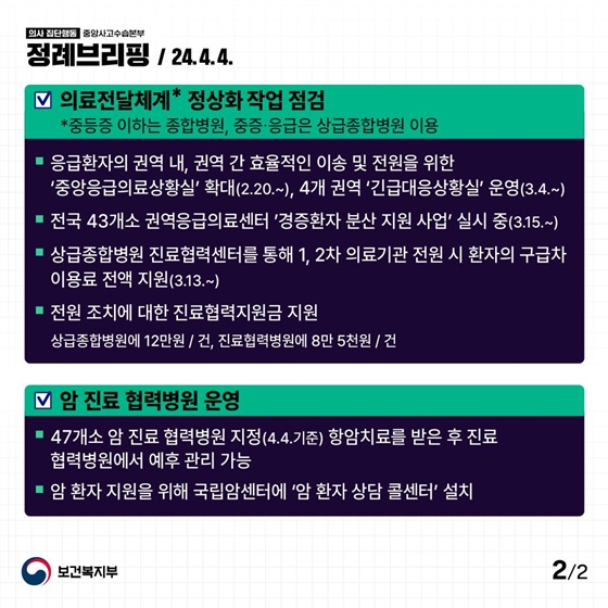 중증도·응급도에 따라 1-2-3차 의료기관 간 진료 연계·협력이 강화됩니다