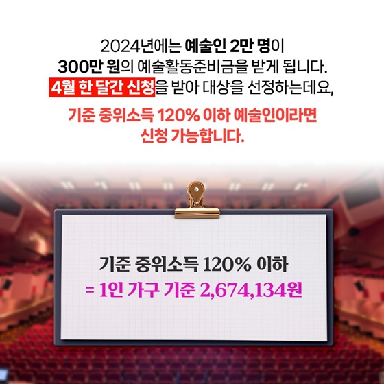 뜨거운 창작의 불씨가 꺼지지 않도록! 300만 원 예술활동준비금 신청