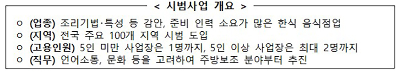 시범사업 개요 (자세한 내용은 본문에 포함)