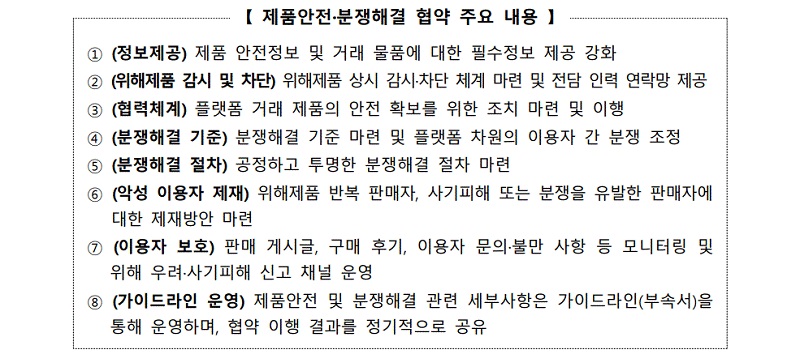 제품안전·분쟁해결 협약 주요 내용이다.(출처=공정거래위원회 공정위 뉴스 소식 보도자료)