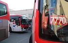 경기 수원시 권선구 경진여객운수 차고지에 광역버스들이 주차돼 있다.