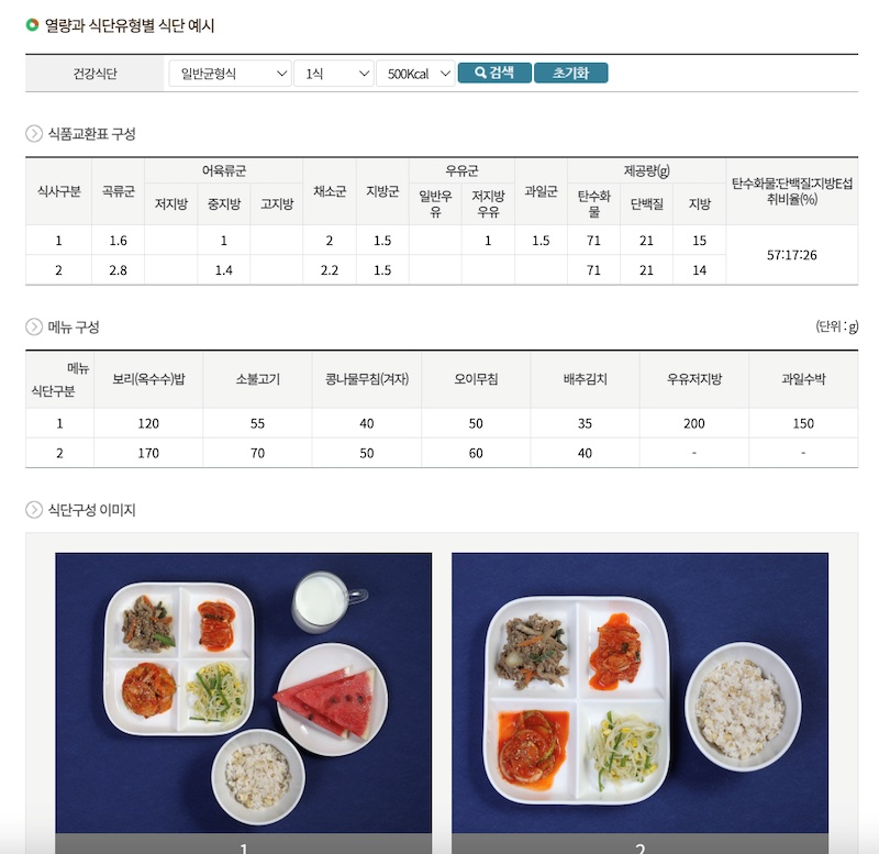 건강맞춤식단 제안.