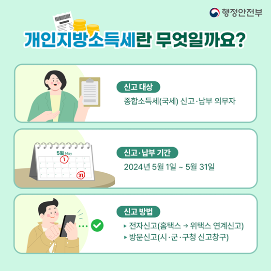 5월은 개인지방소득세 신고·납부의 달 함께 알아봐요!