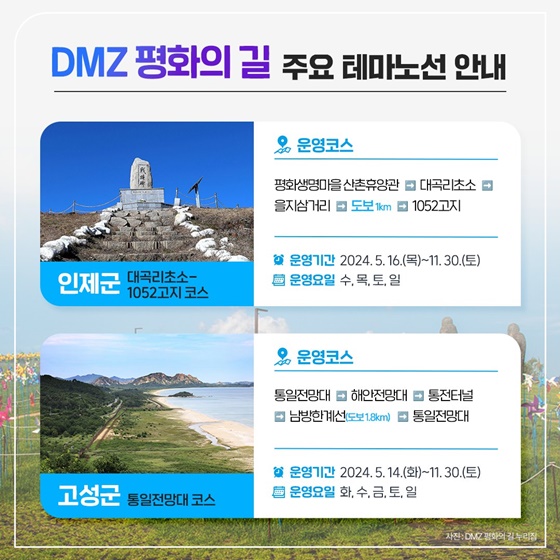 “‘디엠지(DMZ) 평화의 길’로 걷기여행 떠나볼까요?”