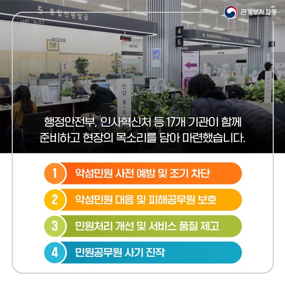 악성민원 방지 및 민원공무원 보호 강화를 위한 범정부 종합 대책