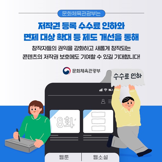 웹툰·웹소설 저작권 등록 수수료가 줄어듭니다!