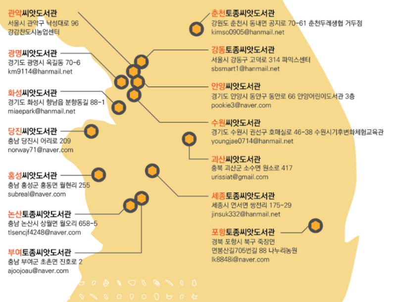 전국 씨앗도서관 현황.(출처=전국씨앗도서관 협의회 홈페이지)