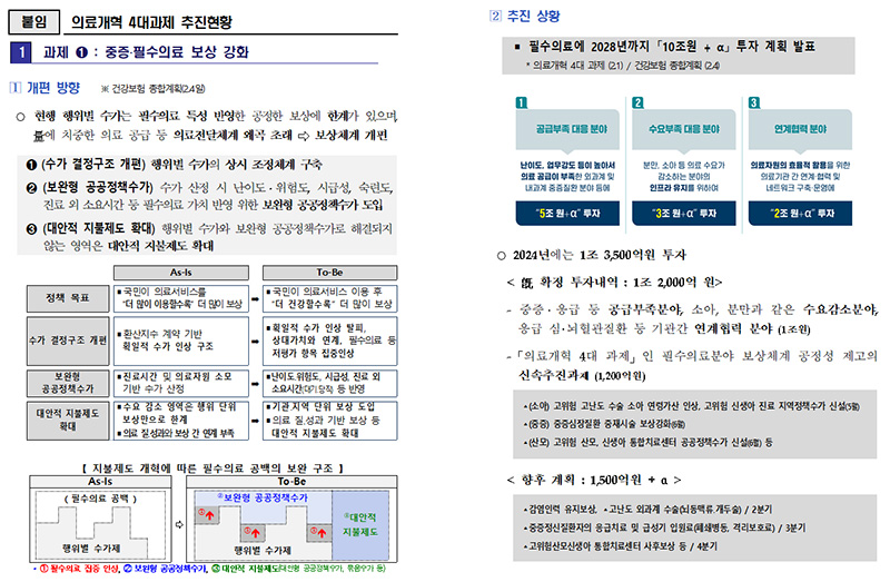 의료개혁 4대과제 추진현황. (자료=보건복지부)