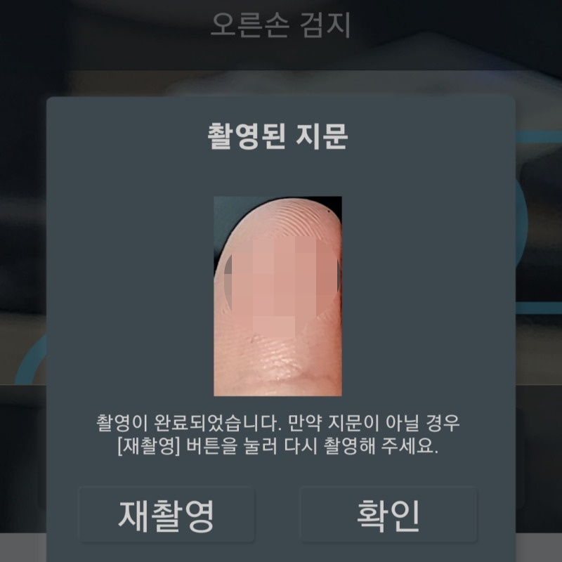 정확하게 찍힌 지문의 모습.