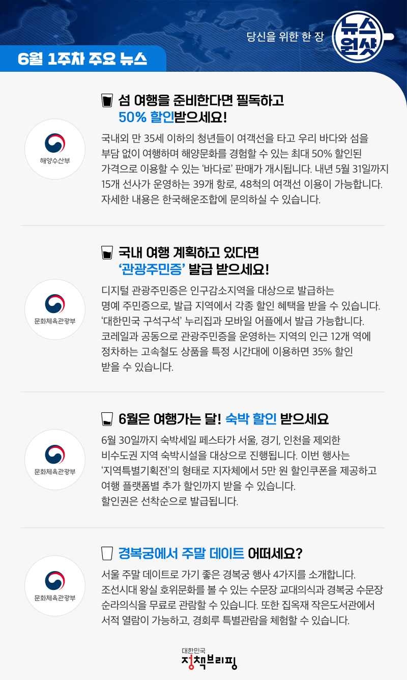 [뉴스원샷] 6월 여행가는 달 맞이, 다양한 혜택 확인하세요!