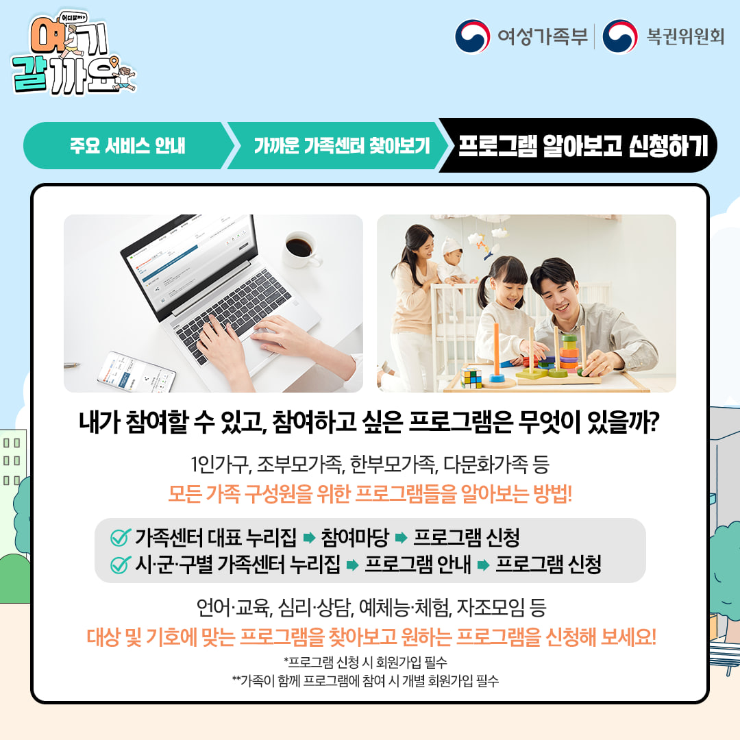 가족 상담·교육·문화·여가 지원이 필요하다면?