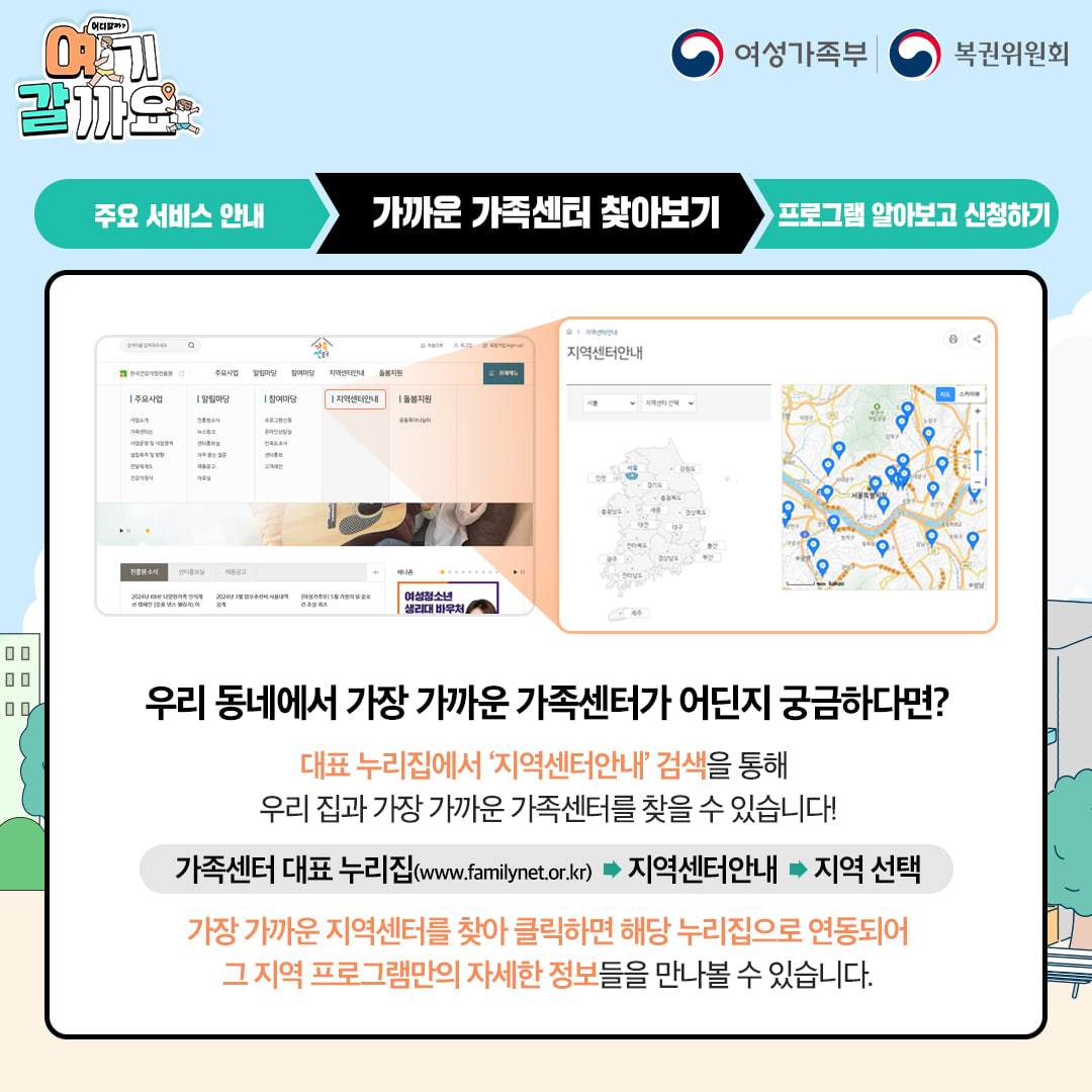가족 상담·교육·문화·여가 지원이 필요하다면?