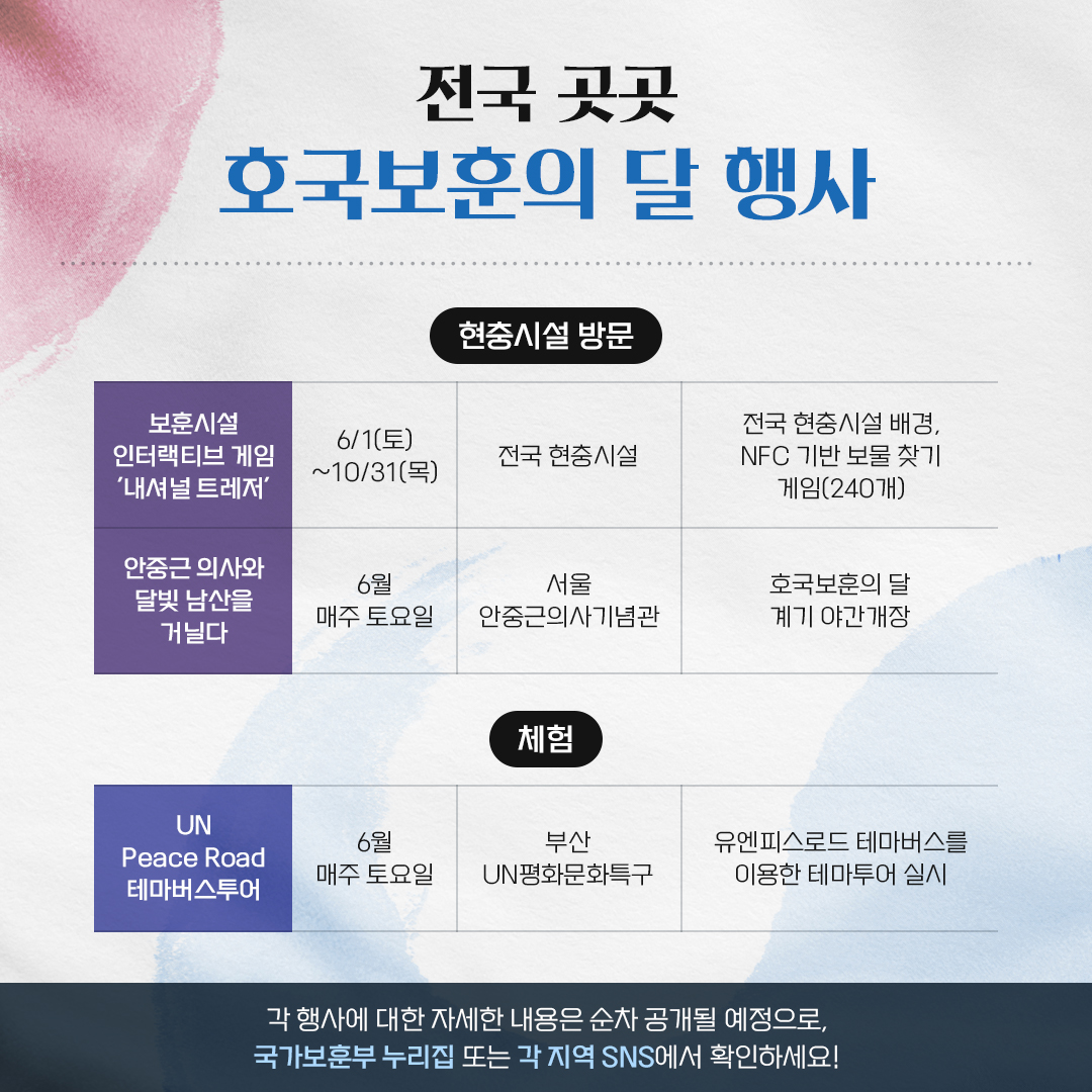호국보훈의 달, ‘여기’ 어때요?